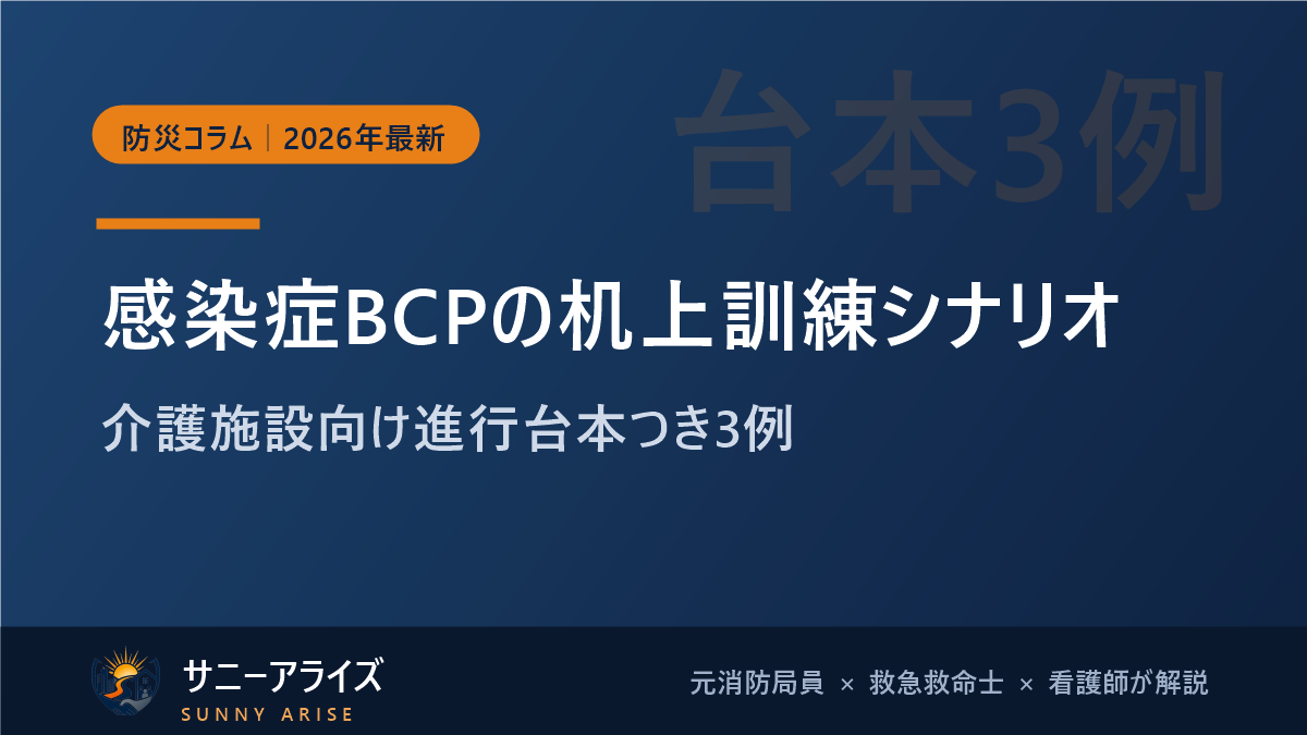 感染症BCPの机上訓練シナリオと進行台本3例を解説する記事のアイキャッチ画像